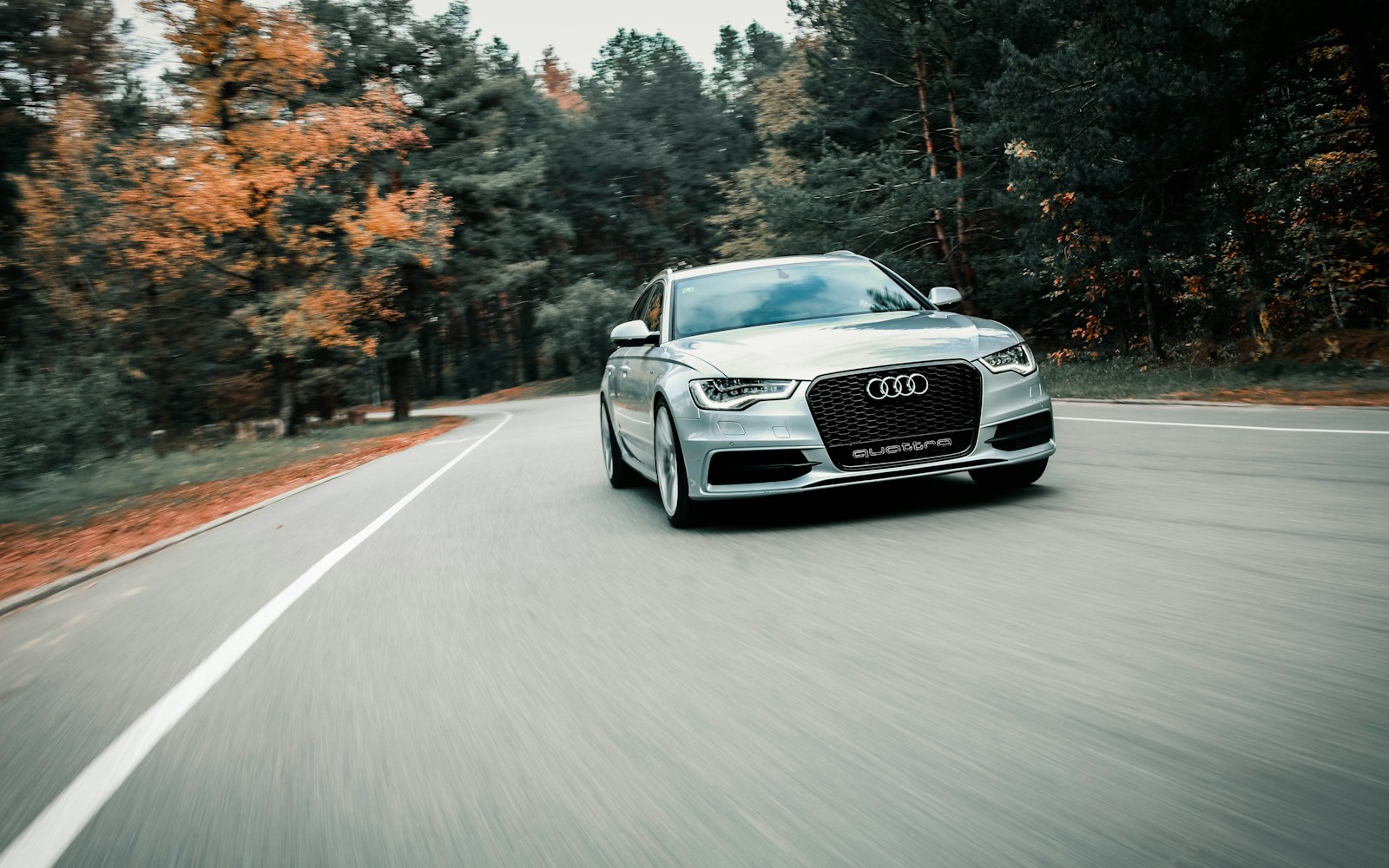 a car driving on a road